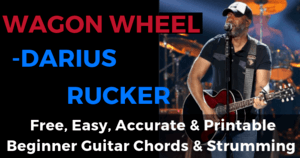 Wagon Wheel - Darius Rucker free, easy, accurate and printable beginner guitar chords and strumming