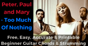 Too Much Of Nothing - Peter, Paul and Mary free, easy, accurate and printable beginner guitar chords and strumming