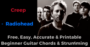Creep - Radiohead free, easy, accurate and printable beginner guitar chords and strumming